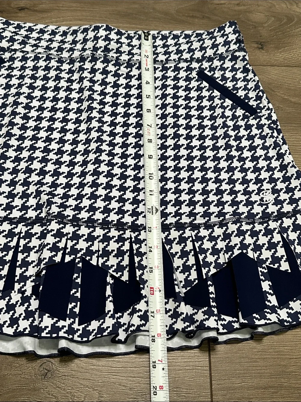 NWOT Sofibella 18” Printed Fringe Golf‎ Skirt Skort Navy Blue White Large